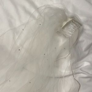 WhiteWedding Veil.Longer than most Trains.Diamond like accents all the way down